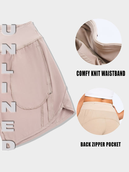 7" Shorts for Women High Waist Quick Dry Shorts with 3 Zipper Pockets Lounge Casual