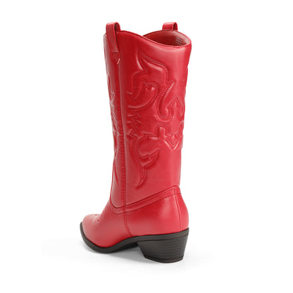 Women's Cowboy Boots Pull On Cowgirl Boots Mid Calf Western Boots, Women's Pull On Mid Calf Western Boots