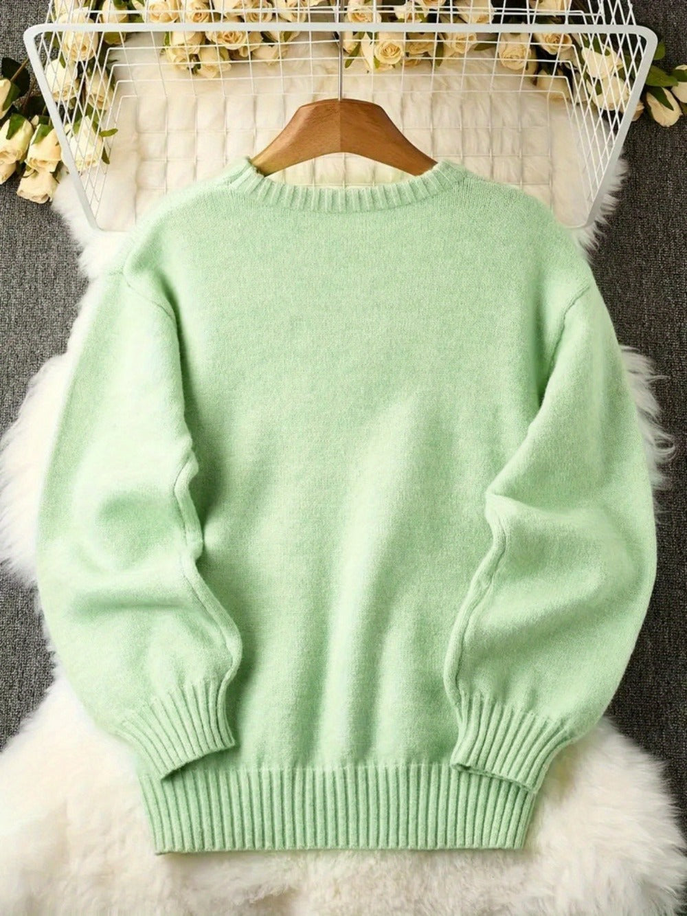 Women's Textured Pullover Sweater - Relaxed Fit Crew Neck