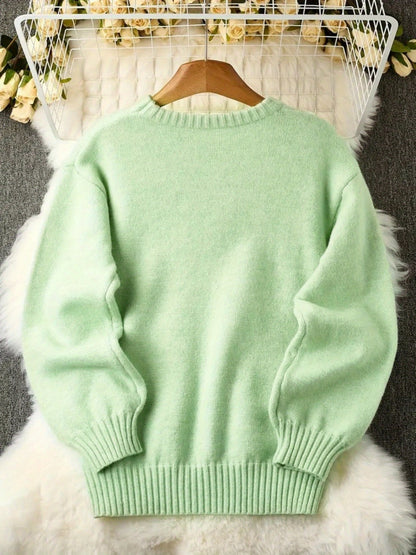 Women's Textured Pullover Sweater - Relaxed Fit Crew Neck