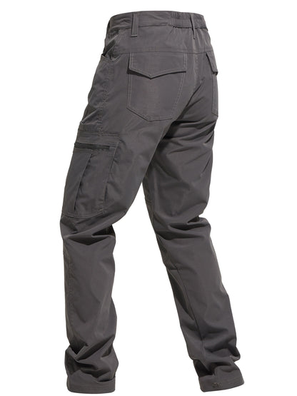 Solid Casual Men's Outdoor Cargo Long Pants with Multi-pocket, Hiking Camping Fishing
