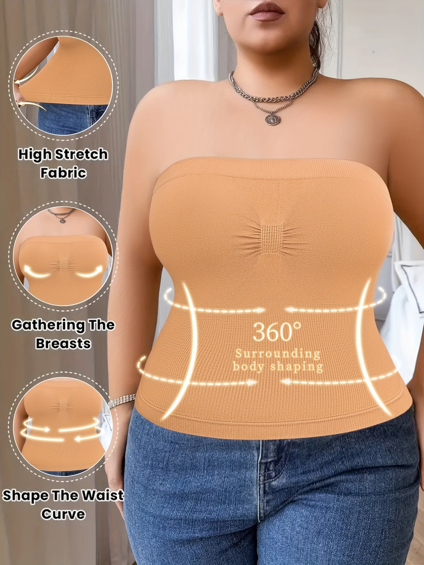 Plus-Size Tummy Control Bodysuit for Women - Comfortable, Breathable Shapewear