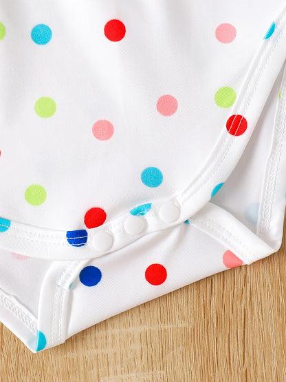 3pcs Cartoon Print Sleeveless Triangle Romper Suit + Headband for Girls, All-season, Polyester Knit Fabric, Regular Fit, Basic Style, for Outdoor, Perfect for Outdoor