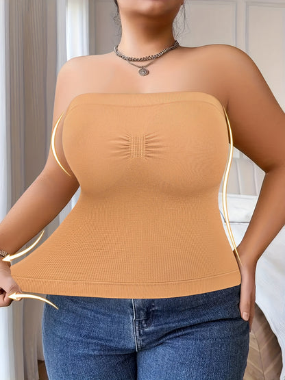 7pcs Pack Women's Plus Size High- Tube with Built-in Bra - Breathable Shaping Smock Suitable for Postpartum, Tummy, Casual Attire, Hand Washable Solid Color Underwear