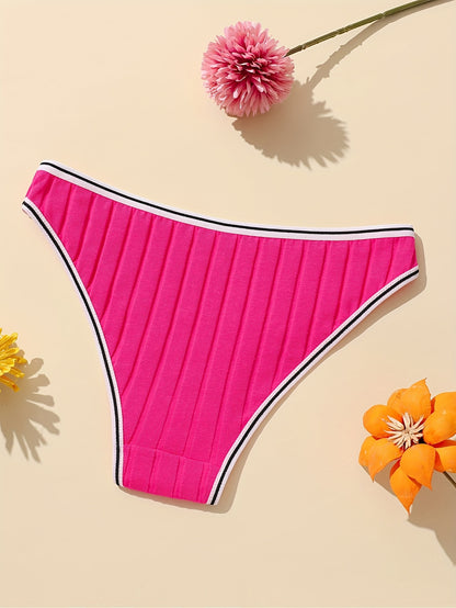 8pcs/Pack Women Thread Briefs Simple Soild Color Elastic Soild Color Breathable Ladies Panty