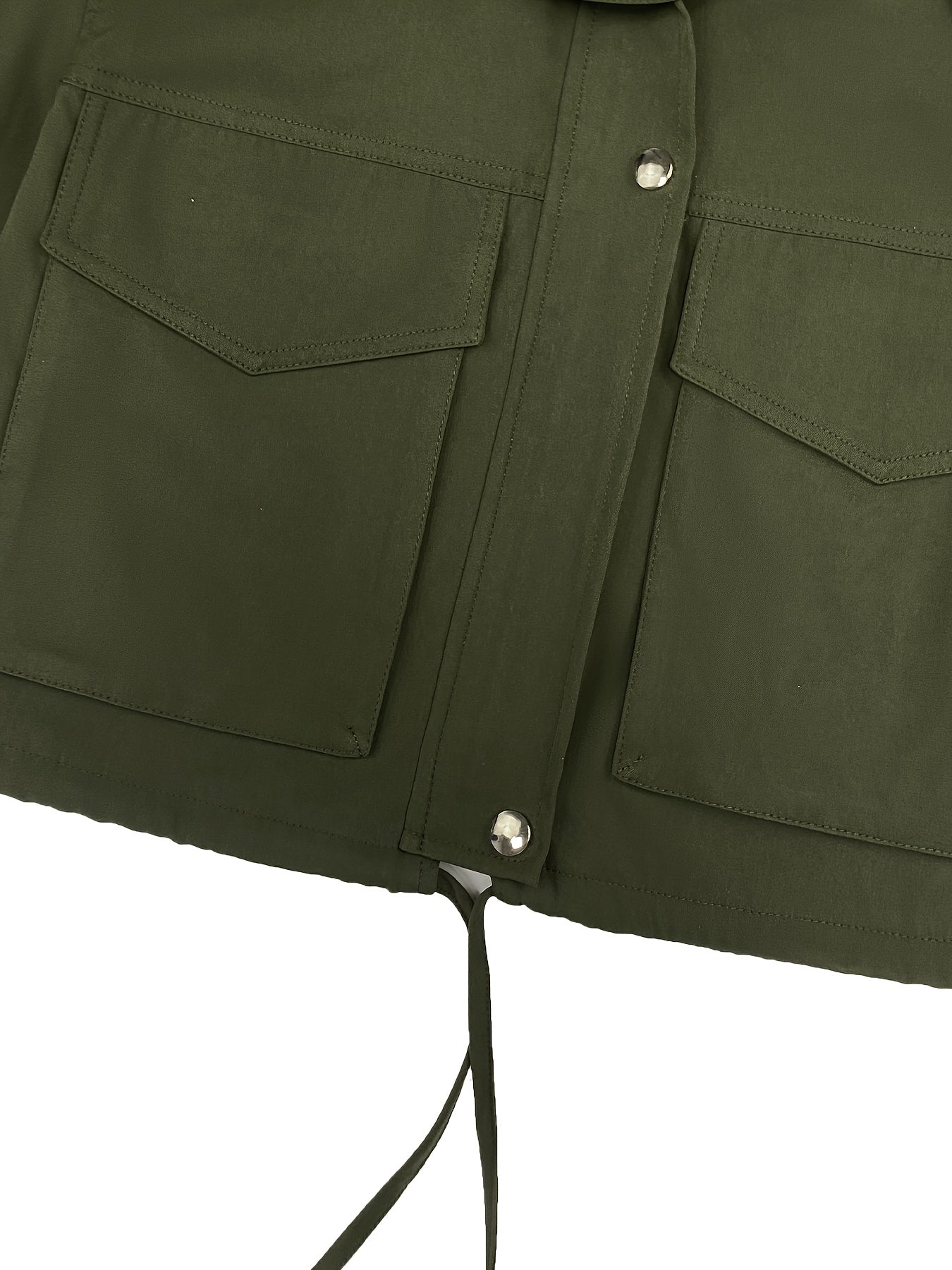 Women'S Cropped Jacket Zip Up Lightweight Oversized Utility Anorak Coat with Pockets