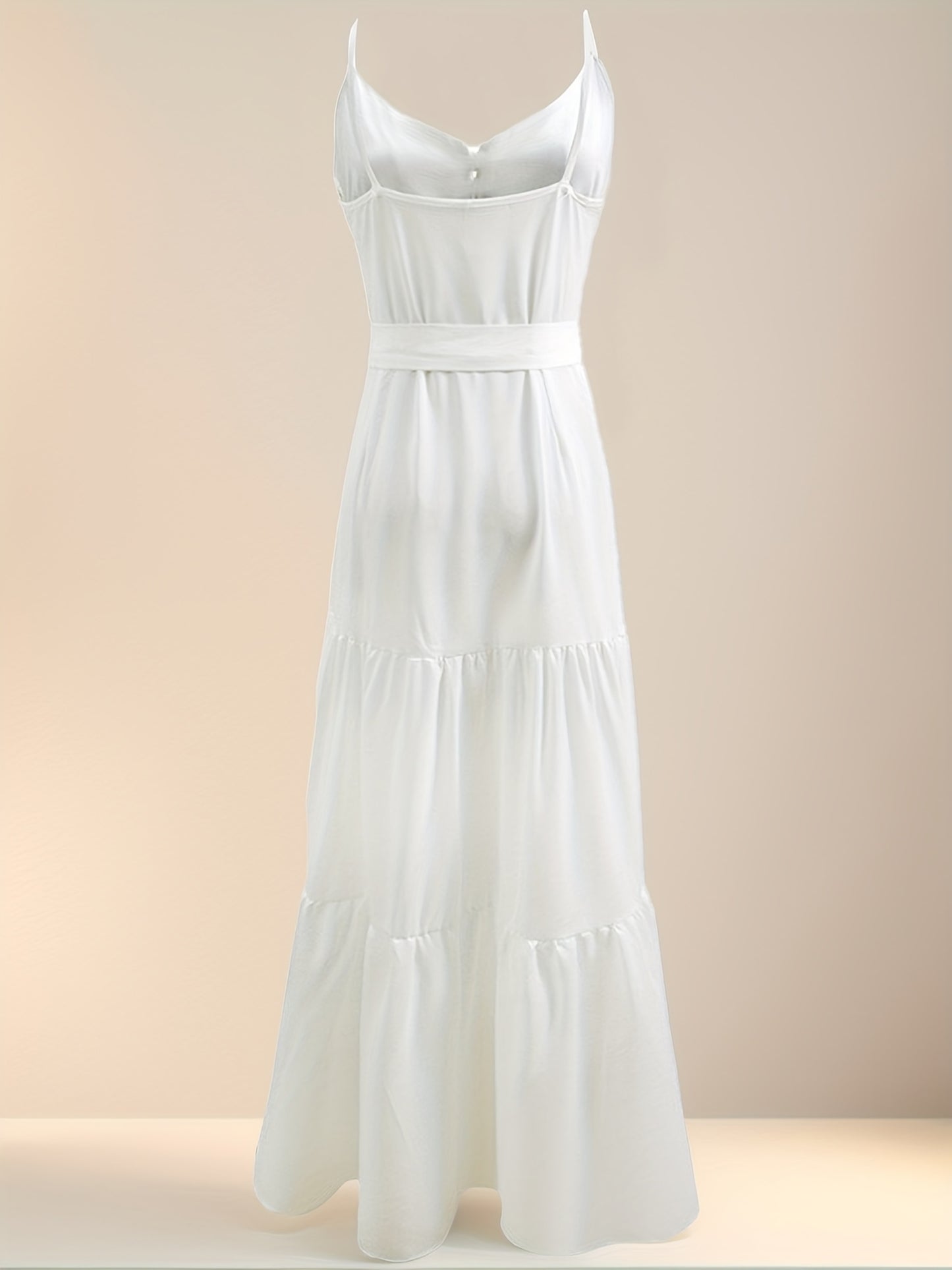 [Summer Suspender Dress] Level 1 Directional Women's Summer Solid Color Buttoned Waist Layered Suspender Dress