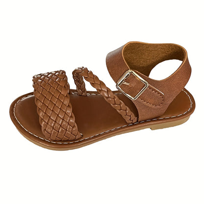 1 Pair of Girls Wearing Braided Rope Decoration Cute Vacation Casual Style Summer Comfortable Breathable Lightweight Flat Sandals