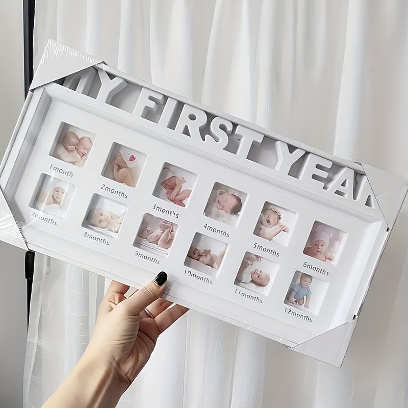 12-Month Baby Milestone Photo Frame - First-Year Photo Display