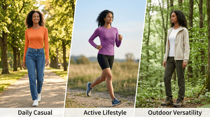 5pcs Women'S Long Sleeve T-Shirts - High Stretch, Moisture-Wicking & Breathable, Five Color Options for, Outdoor - Four Seasons Collection, Shirts, Wear, Solid Color Top, Breathable Fabric