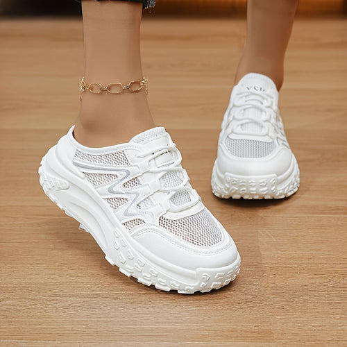 Women'S Casual Summer Shoes with Thick Soles And Versatile Slippers, Easy And Breathable Mesh Surface, White And Comfortable., Women Shoes