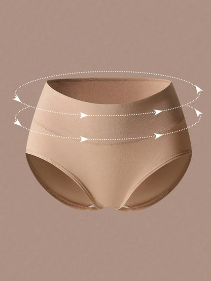 4pcs Fashionable Maillard Solid Color Underwear Pure Soft Light -Friendly Breathable Briefs Mid-Waist Women'S Underwear