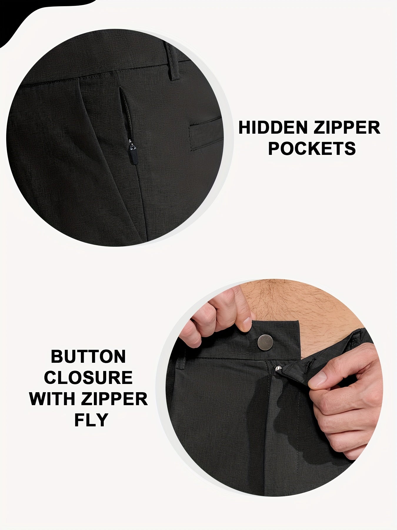 Men's Golf Pants - Lightweight Quick-Dry Stretch Formal & Casual Trousers, Straight Fit with Belt Loop, High Quality Breathable Fabric for Golf, Office, Evening Events - All-Season Mens Athletic Pants, Sports Leisurewear, Metallic Button Details, Work Tro