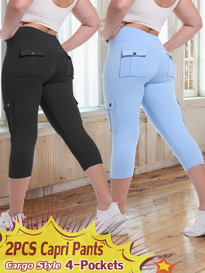 2pcs-Black & Pink High-Waist Leggings - product view 21