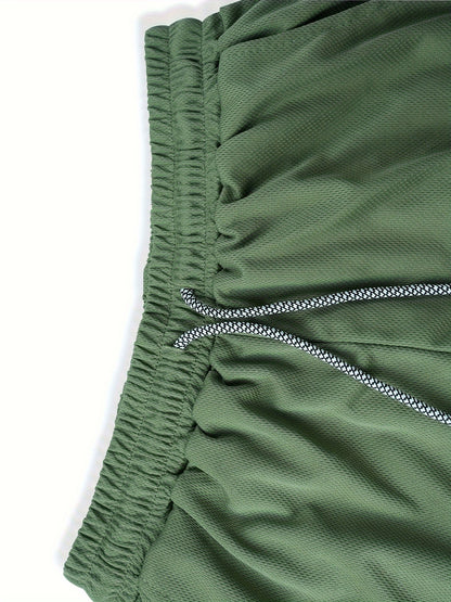 5pcs TNZI Gym Shorts Men'S 2-In-1 Double Layer With Inner Pocket, High Stretch Sports For Summer Workout Training, Running Athletic Compression Mens Basketball Bike Clothing Clothes Mesh Sets Gear Football Fitness Leggings Short De Hombre Gym