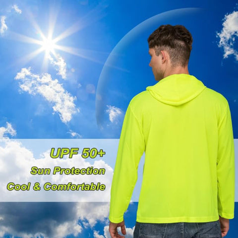 5 Pack Men’s Long Sleeve Hooded Shirts, Quick Dry Sun Protection Tops for Outdoor Work Fishing Hiking