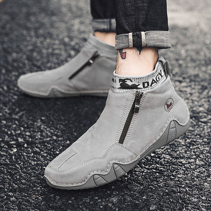 Cross-border Fashion Plus Velvet Men's Large Size Men's Shoes, High-top Wear-resistant Men's Boots, Outdoor Casual Shoes, Warm Shoes