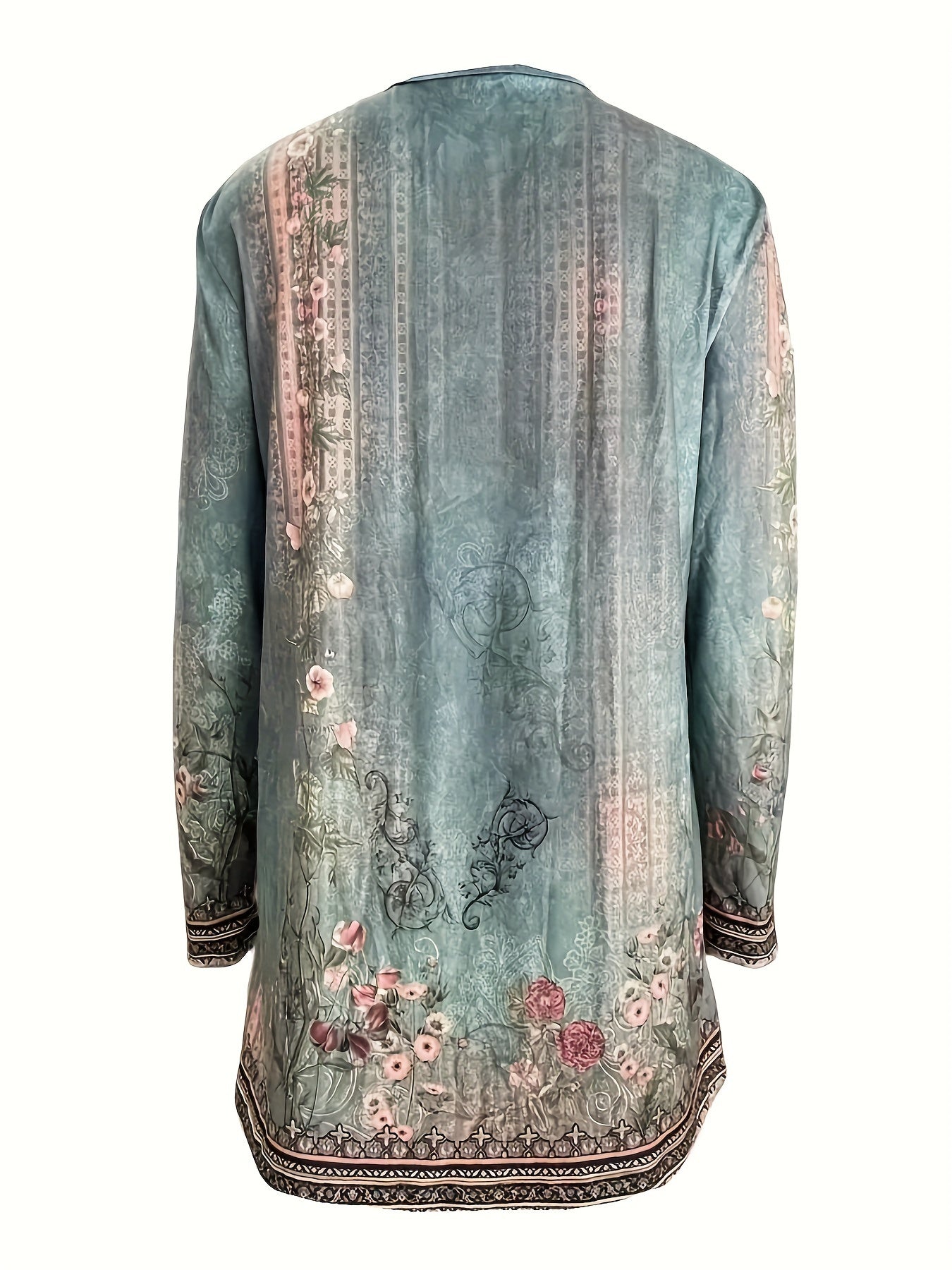 Spring And Autumn New Women Tops Floral Print Cardigan Casual Long-sleeved Thin Coat