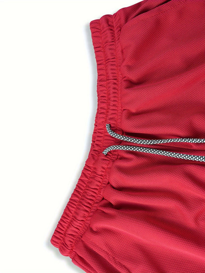 5pcs TNZI Gym Shorts Men'S 2-In-1 Double Layer With Inner Pocket, High Stretch Sports For Summer Workout Training, Running Athletic Compression Mens Basketball Bike Clothing Clothes Mesh Sets Gear Football Fitness Leggings Short De Hombre Gym