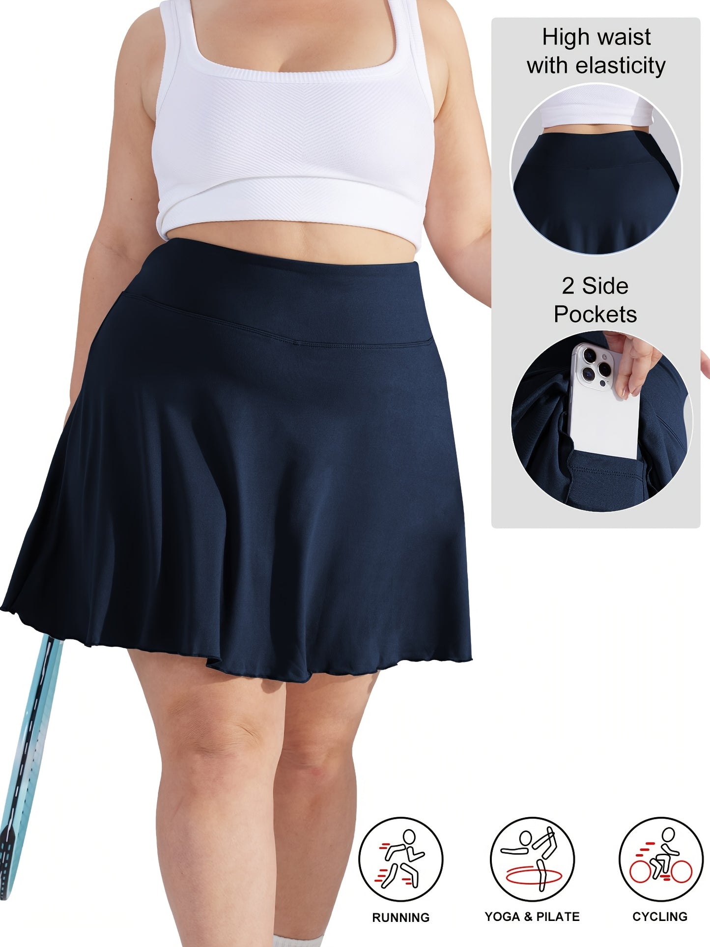 4 Pack Women's Plus Size High Waist Culottes - Flattering A-Line Silhouette, Non-Slip Waistband & Deep Side Pockets | Skirt-Pants Hybrid for Work, Casual, Date, Travel | Summer Stretchy Mid-Stretch Fabric (Black)