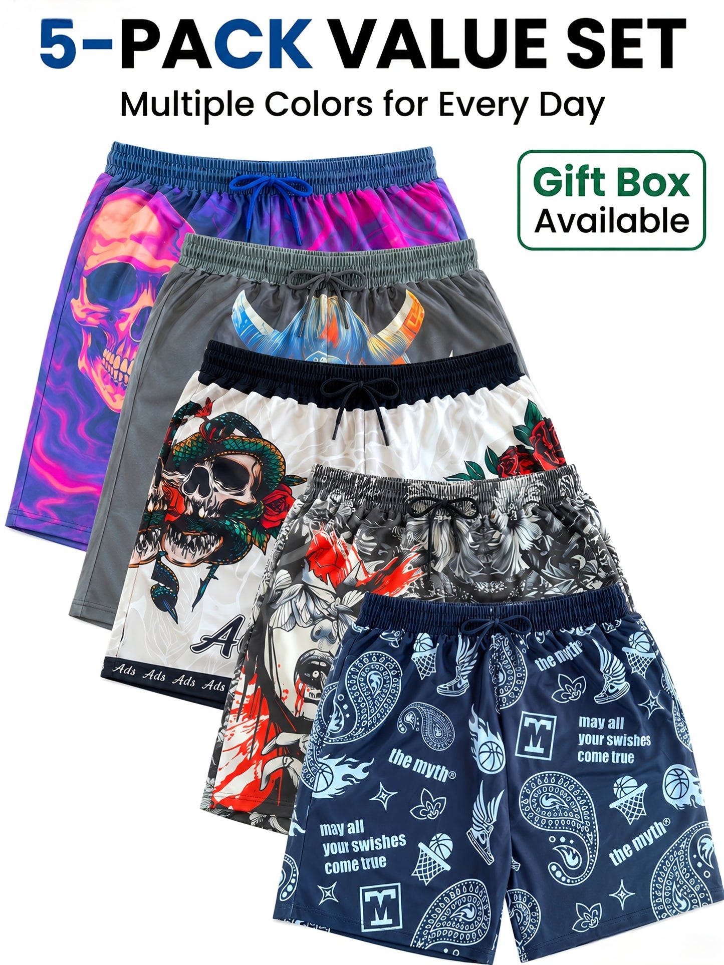 5-Pack Printed Shorts Polyester Shorts - product view 19