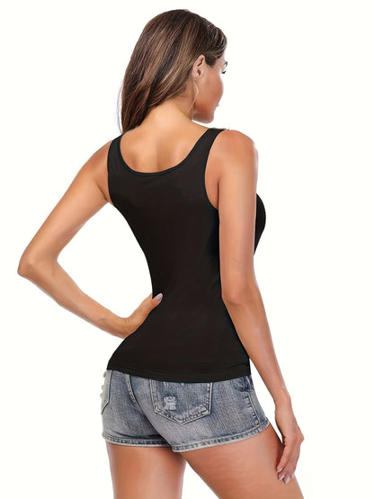3pcs Pack Women's Camisoles with Built-In Bra - Wire-Free Padded, Breathable Elastic Tank Shirts Suitable for Yoga, Layering Undershirts, Non-Removable Chest Pads, Basic Plain Lingerie for Casual Attire & Underwear