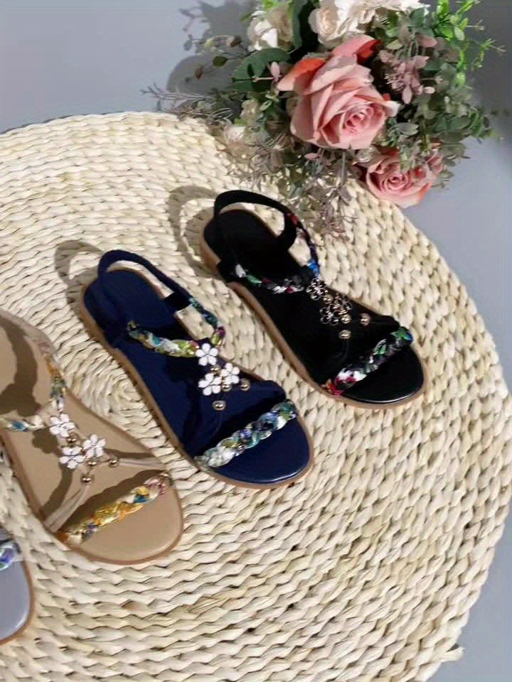 Trendy Floral Embellished Beach Sandals for Women - 3-Day Delivery From Local Stock, Ideal for Beach Vacations