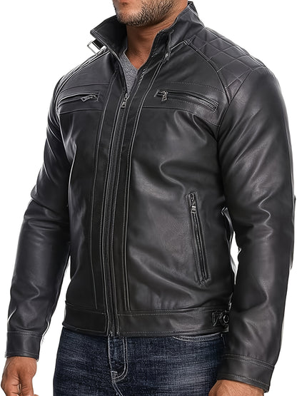 Men'S Lightweight Faux Leather Motorcycle Jacket Black, Coats For Men, Mens Coats, Motorcycle Riding Gear, Motorcycle Stuff, Biker Stuff, Men'S Coats, Motorcycle Clothes, Biker Gear, Jaket Mens, Veste En Cuir Homme, Motorcycle Apparel, Motorcycle Clothing