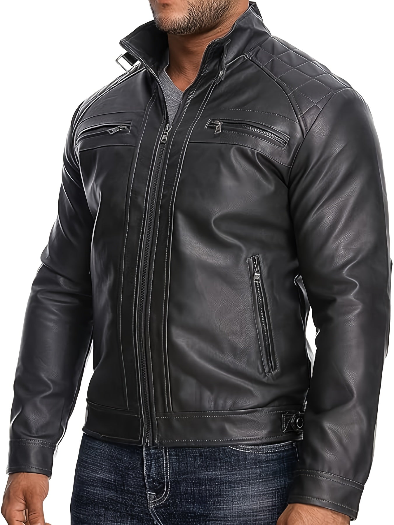 Men'S Lightweight Faux Leather Motorcycle Jacket Black, Coats For Men, Mens Coats, Motorcycle Riding Gear, Motorcycle Stuff, Biker Stuff, Men'S Coats, Motorcycle Clothes, Biker Gear, Jaket Mens, Veste En Cuir Homme, Motorcycle Apparel, Motorcycle Clothing