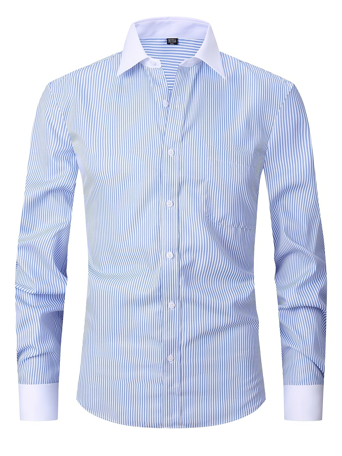 2026 French Cuff Dress Shirt 1pc For Men With FREE Random Cufflinks Set - Luxury Formal Wedding Shirt, Business Office Elegant Attire