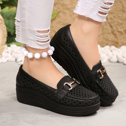 Women'S Casual Slip-On Wedge Heels - Light And Stylish, Suitable for All-Day Wear Hollow-Out Wedge: Versatile Shoes for Work And Weekends Sports Casual Fashion, Women Shoes