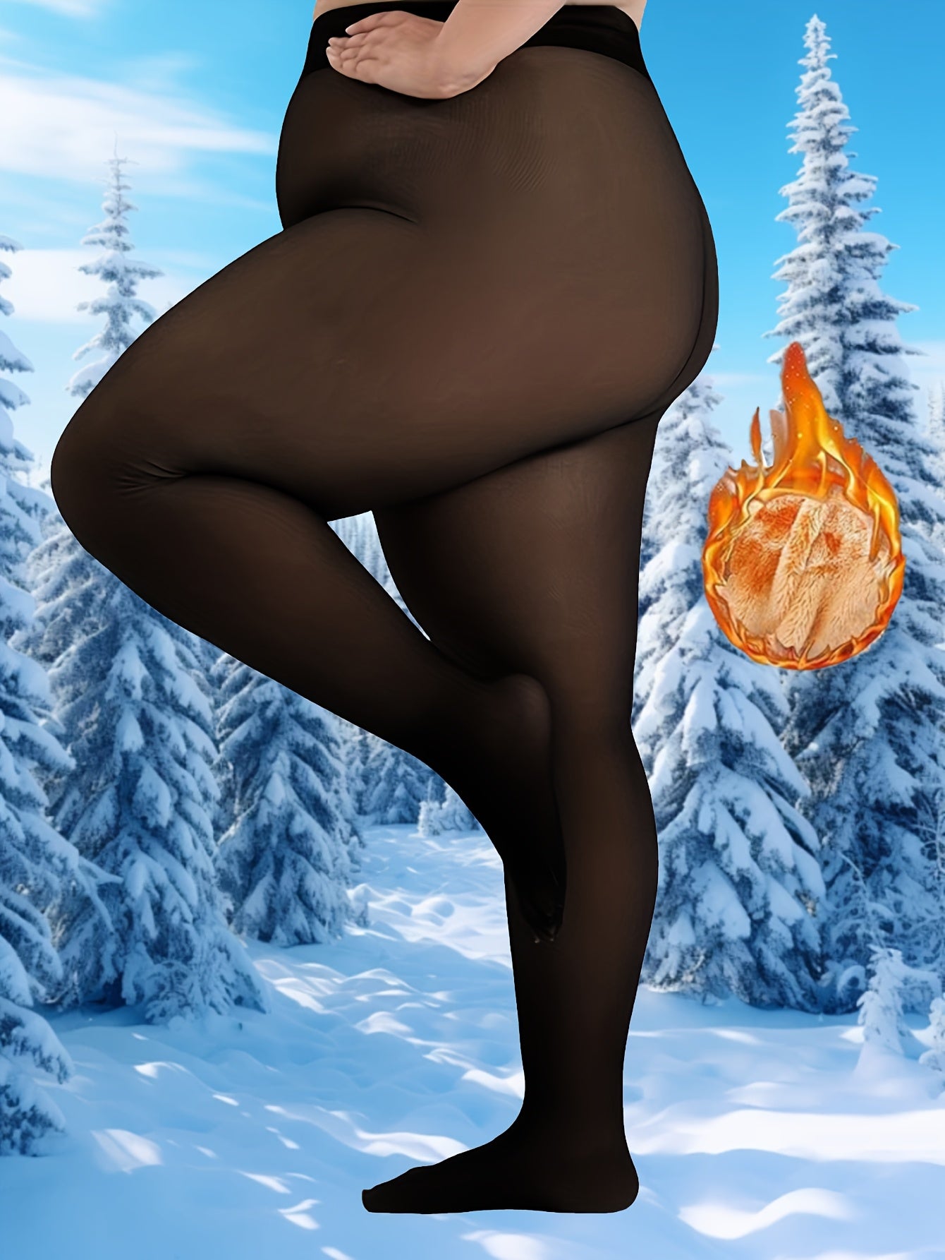 1pc Fleece Lined Leggings, Women'S Winter Warm Tights, Soft Stretch, Comfortable, Fashionable, High-Waist Design, Can Be Paired with Short Skirts, Boots, Etc., The Perfect Holiday Gift!