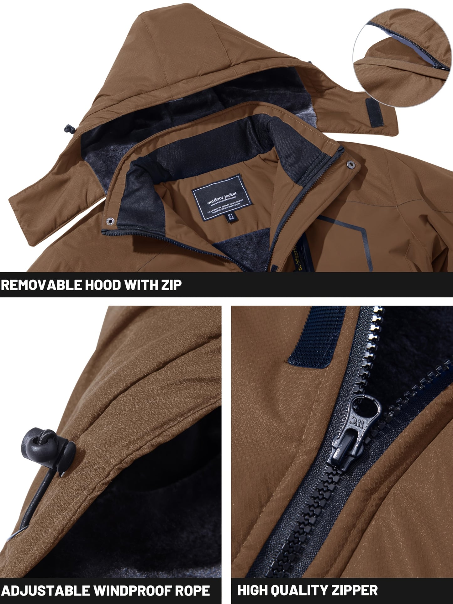 Men'S Winter Ski Jackets Warm Fleece Lined Coats Waterproof Windproof Hooded Thermal Outdoor Parka Thick Sport Hiking Jogging Camping Fishing Climbing Traveling Skiing Snowboarding Casual Windbreaker