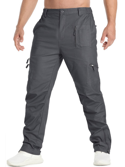 Men'S Cargo Pants /Spandex Scratch-Resistant Outdoor Training Trousers Lightweight with 9 Utility Pockets, Work Pants for Men Zippered Hem Design, Elastic Waistband for Daily Commuting, Office, And Outdoor Activities (Belt Not Included)