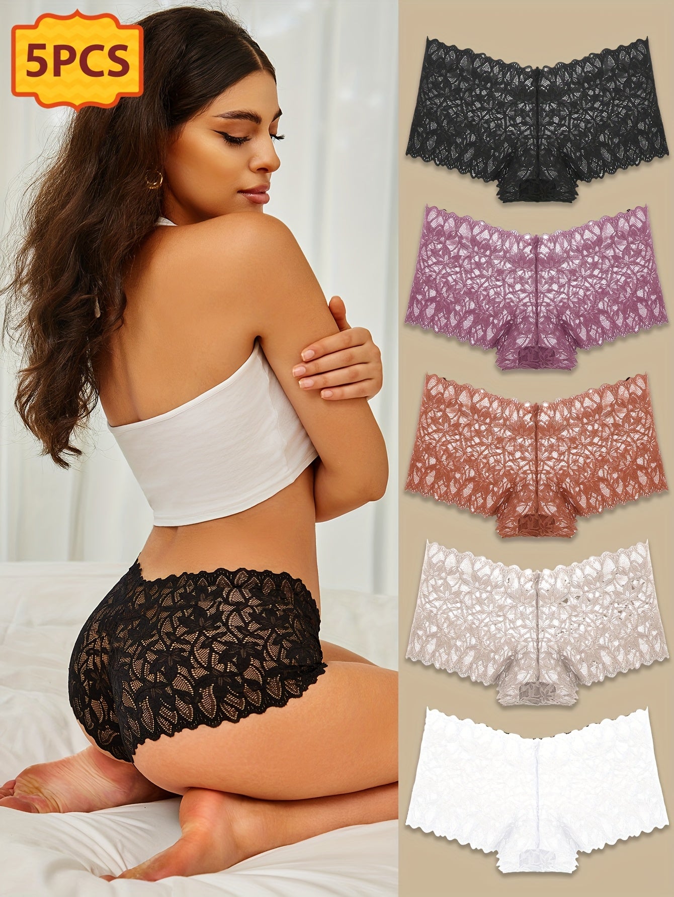Women's Mixed colors Lace Printed Underwear - product view 6