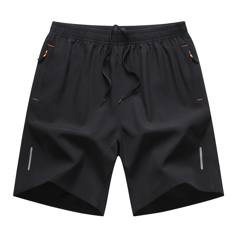 4pcs Men's Summer Sports Shorts, Made of Quick-drying, Lightweight and Breathable Fabric, with Reinforced Zipper Pockets and Drawstrings at the Waist. They Are Light, Comfortable, Casual and Loose, Suitable for Running, Fitness, Cycling, Basketbal