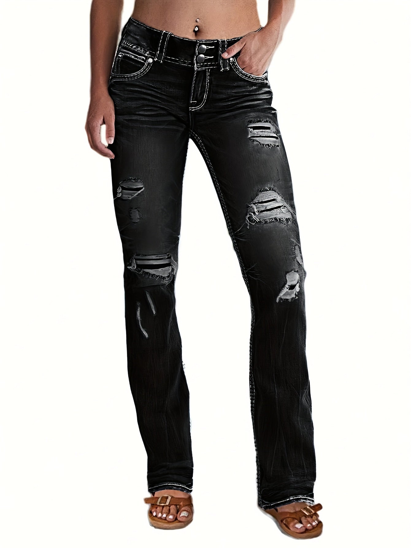 Non-stretch Multi-pocket Design, Classic Zipper Button, Fashionable Casual Versatile Jeans