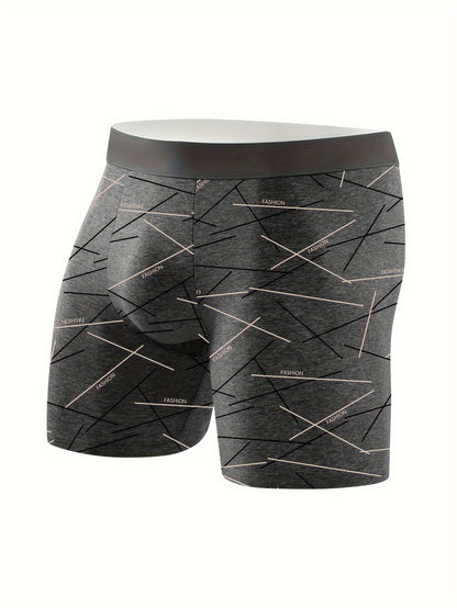 4-pack Of Men'S Underwear, Fitness And Sports Pants, Printed And Lined, Four-corner Shorts, Comfortable Men'S Skin-friendly And Breathable Long Straight-leg Pants