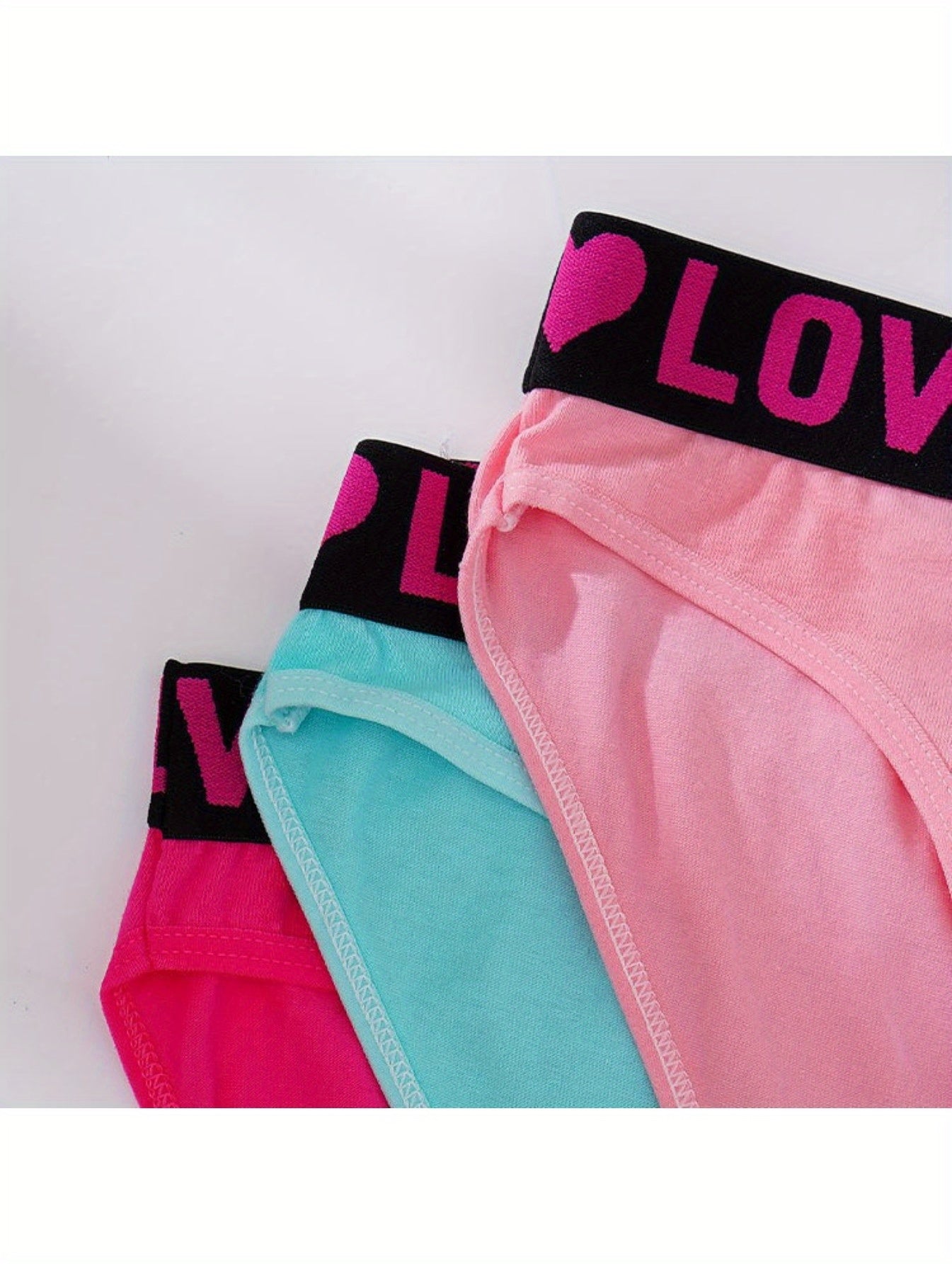 6pcs Seamless Women'S Underwear, Simple Letter Love Pattern, Comfortable Stretch Fabric Lingerie in Red, Black, Blue, Pink, Green, Beige