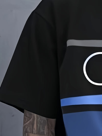 Men's Large Size Oversized T-Shirt - Full-Body 3D Letter Print Modern Typography Top, Loose Fit Round Neck Short Sleeve Casual Shirt Suitable for Spring/Summer Wear, Durable Digital Print Blouse Style for Tall Males (Machine Washable), PLUS SIZE