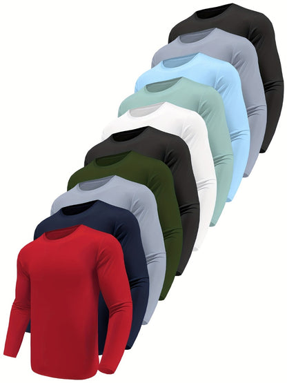 Men's Performance T-Shirt - Crew Neck Long Sleeve Streetwear Style