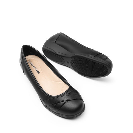 Womens Fashionable Flat Shoes, Rounded Toe with Flat Heel Shoes, Shoes for Women, Suitable for Dressing, Parties, Walking, Comfortable, Simple Design, Soft Insole