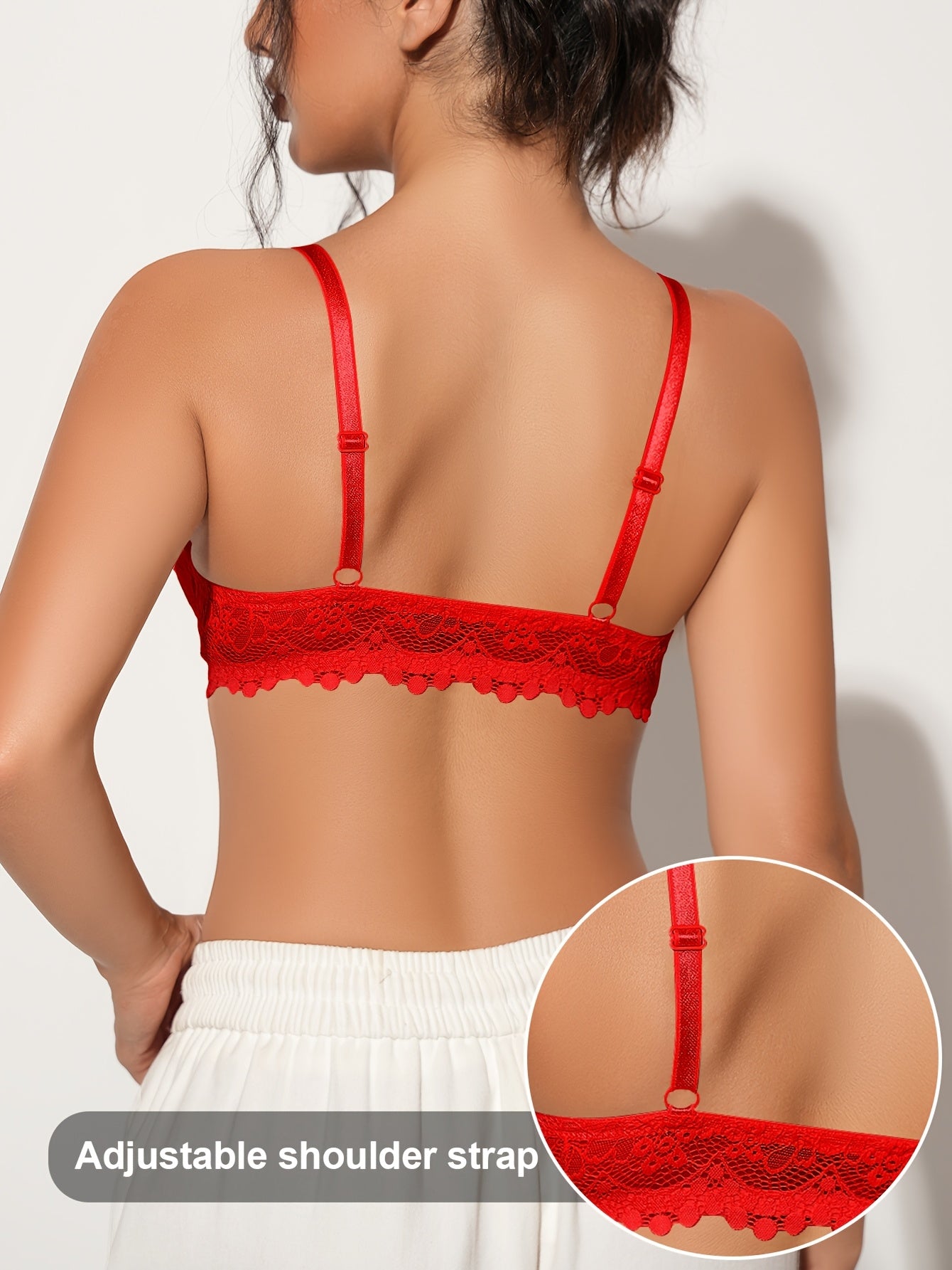 Women'S Sexy Lace Bra with Underwire, Polyamide 90% Elastane 10%, Non-Removable Padding, Fabric, 90Gsm - Solid Color Adult Bra