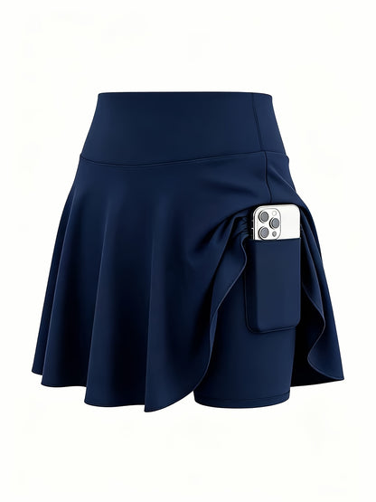 4pcs Women's Athletic Skorts Fake 2pcs Skirt Pants Elegant High Waist Skirt Summer Korean Style with Pockets Breathable Slim Fit Yoga Skirt Built-in Shorts Anti-Exposure Running Fitness Tennis Sports Skirt Gift for Wife Family Friends