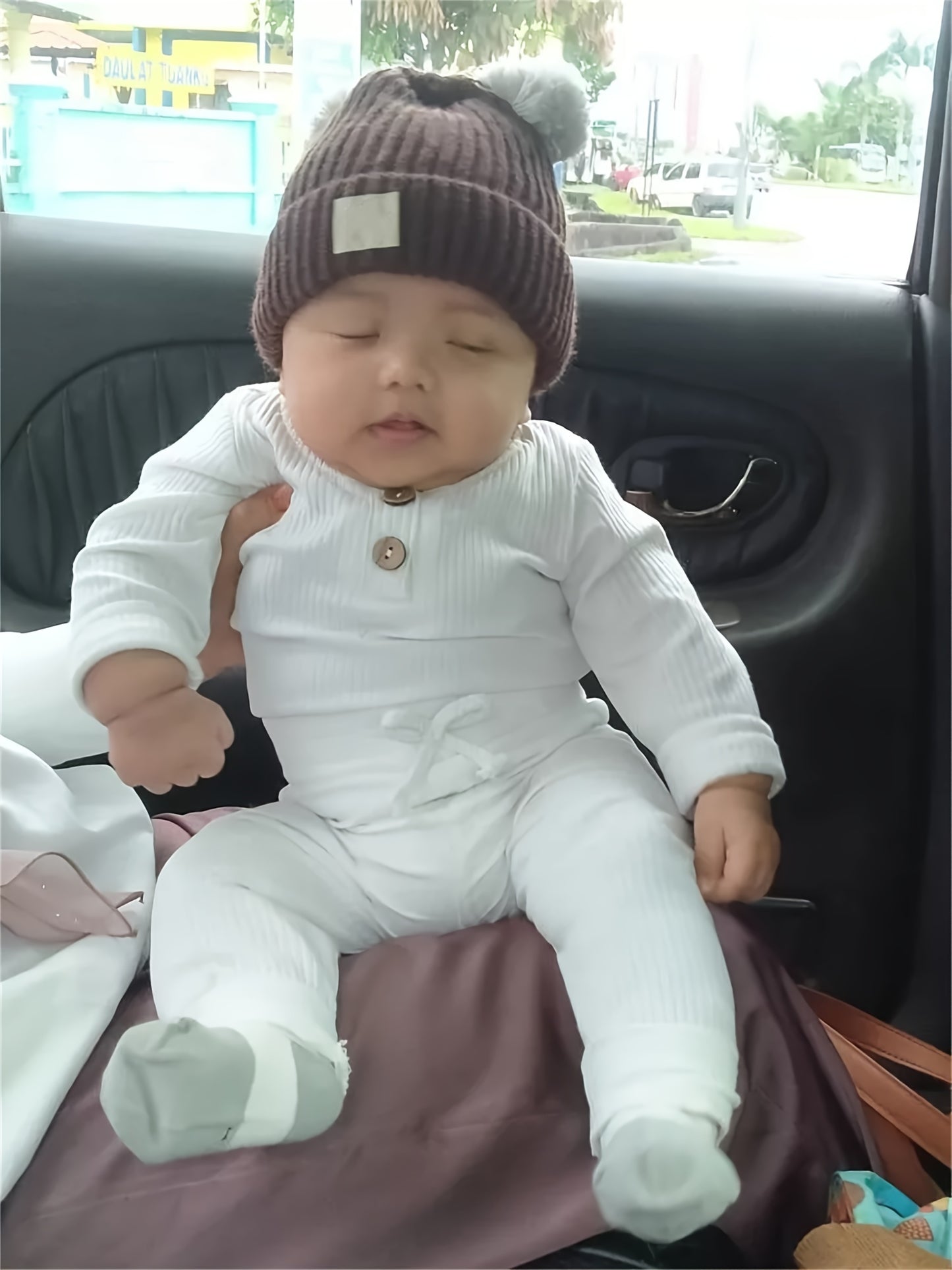 Kukitty Newborn Baby Boys Girls Clothes Unisex Long Sleeve Solid Color Ribbed Bodysuit And Pants Outfits Set, for Outdoor
