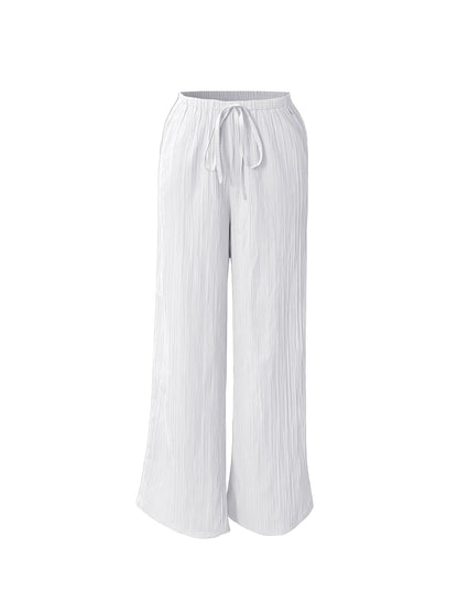 Women's 3pcs Elegant Casual Wide-leg Trousers, Straight Leg Design, Suitable for All Seasons, Adult Fit, All-season Trousers, Loose Fit, Comfortable and Flattering.