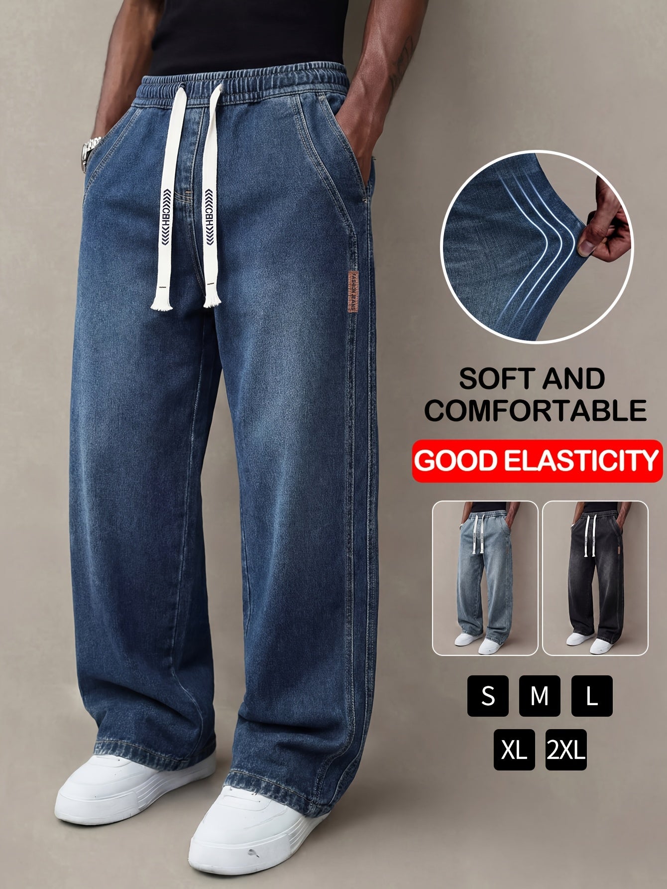 Men'S Jeans Summer Thin Loose Straight Leg Men'S Pants Trendy Brand Casual Simple Versatile Long Pants Men