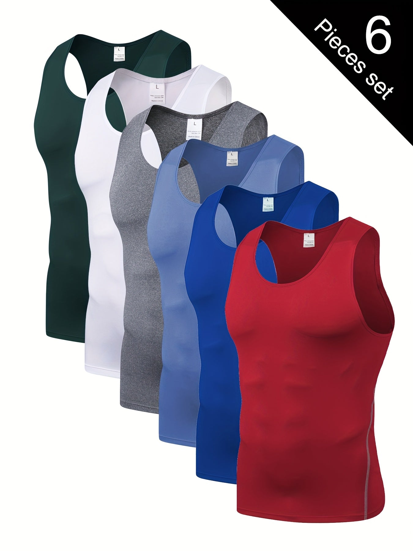 6pcs ARJEN KROOS Compression Shirt Men Tank Tops Body Shaper Vest, Athletic Mens Undershirts Shapewear Muscle Shirts for Men, Tight Body Shaper Tummy Control Mens Undershirts, Highly Elastic Mens Workout Tank Tops, Breathable Gym Tank Tops for Men
