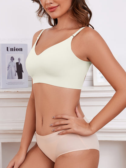 EssElegance Seamless Bralette & Camisole Set - Wire-Free, 3-Way Convertible with Adjustable/Removable Straps, Cross-Back Design, Invisible Comfort High Support, Nude Color Palette (Light Beige) for Everyday Special Occasions, Elegant Undergarment