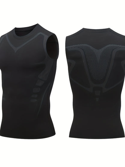 3pcs Men'S Compression Quick-Dry Tank Top: Offered in Black, White, And Gray. Features a Round Neck And Sleeveless Style. Provides Breathability And Comfort. Fits Snugly on Muscles. Ideal for Fitness Ball Games, Running, Cycling, Plus Size